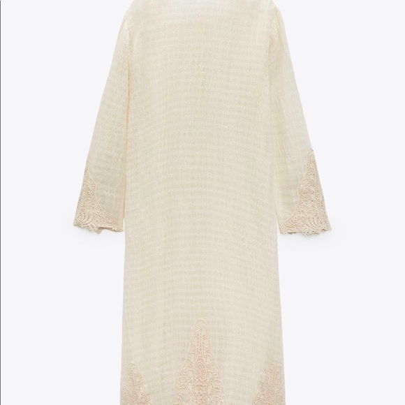 NW/OT Zara Natural Linen Midi Dress size Xl - Picture 9 of 10